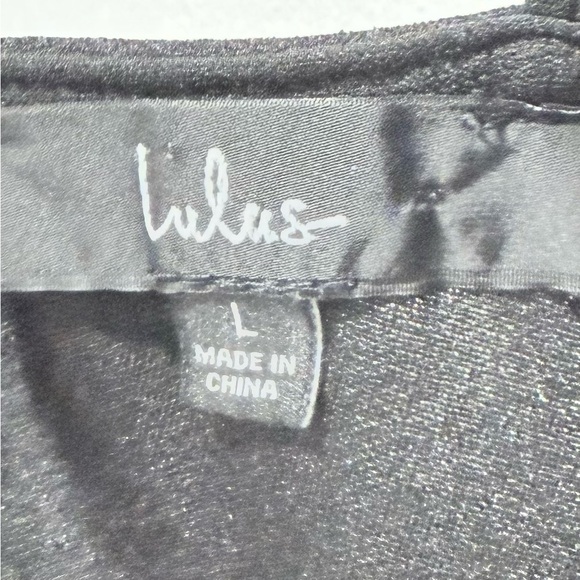 Lulu's Feel Your Love Black Ruffled Wide-Leg Jumpsuit L - Picture 4 of 11